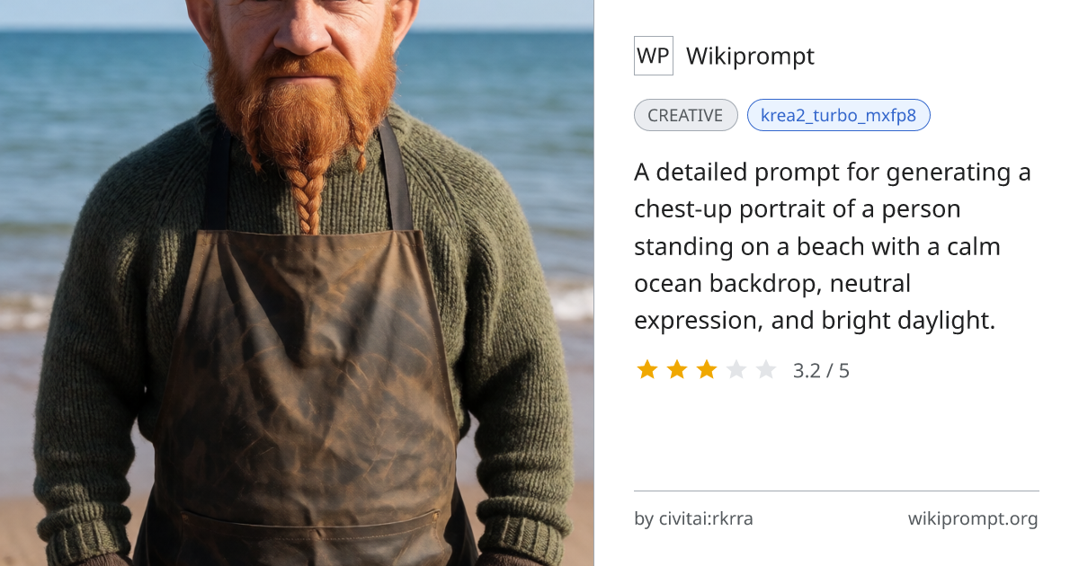 Beach Portrait Prompt: Chest-Up Neutral Pose | Wikiprompt