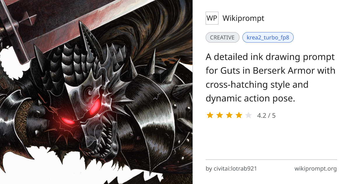 Berserk Guts Ink Drawing Prompt | Wikiprompt