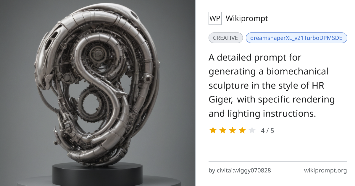 Biomechanical Sculpture Prompt | Wikiprompt