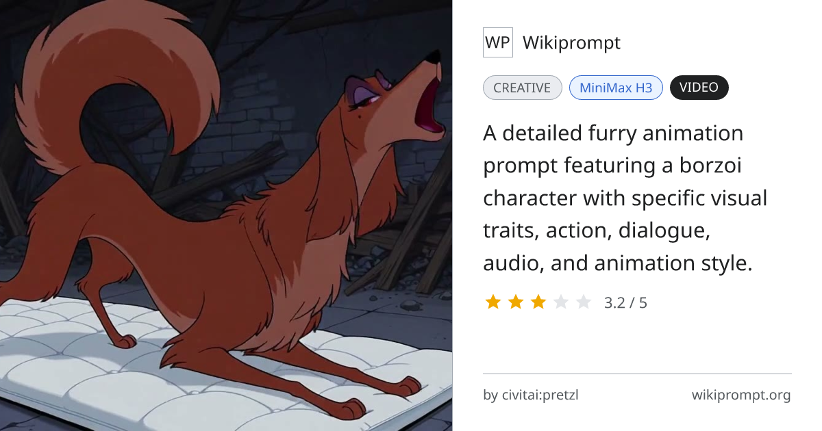 Borzoi Furry Animation Prompt | Wikiprompt