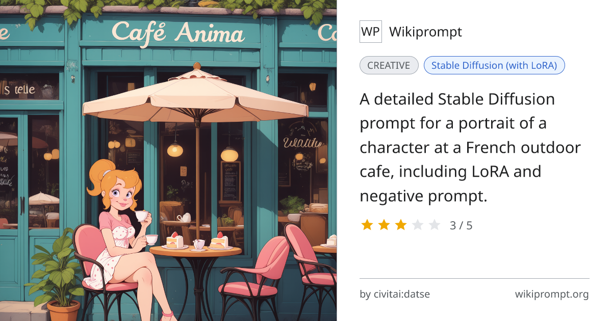 Brittany at Outdoor Cafe Portrait | Wikiprompt