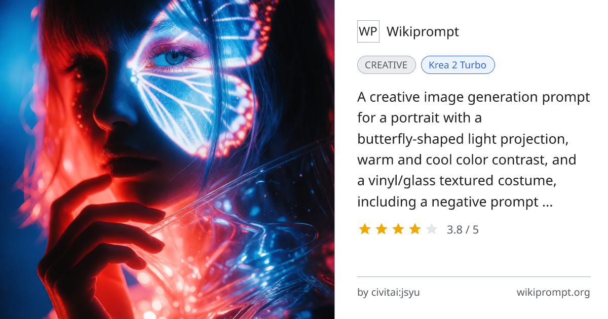 Butterfly Light Portrait Prompt | Wikiprompt