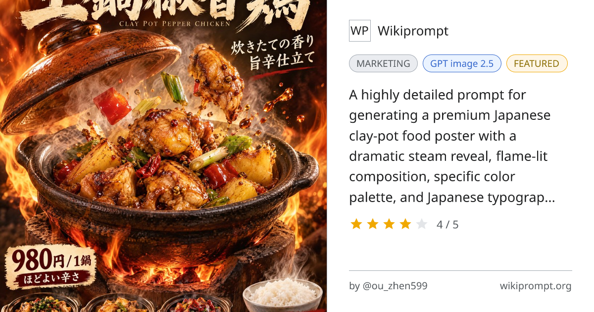 Cannes-level Japanese Clay Pot Food Poster Prompt | Wikiprompt