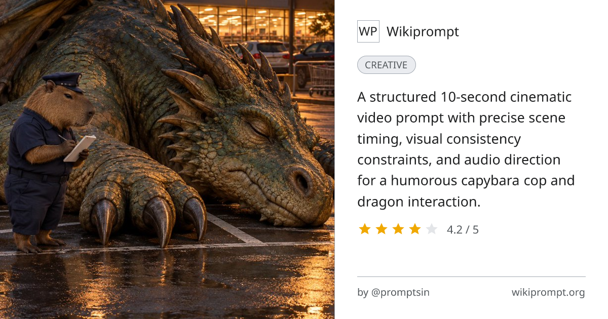 CapyCop Dragon Parking Ticket Cinematic Video | Wikiprompt