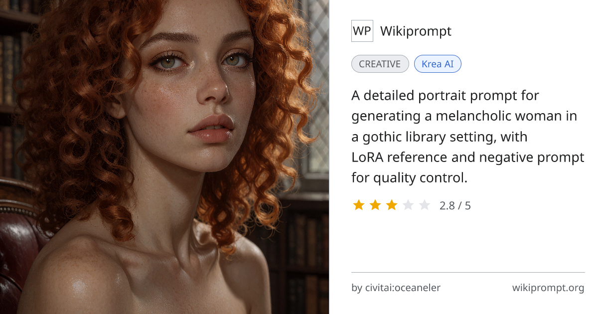 Caramel-toned woman in gothic library portrait | Wikiprompt