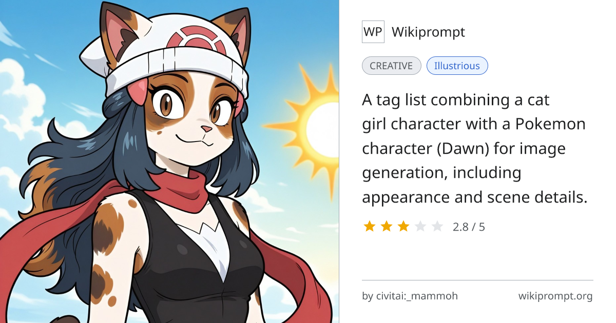 Cat Girl and Pokemon Character Tag Set | Wikiprompt