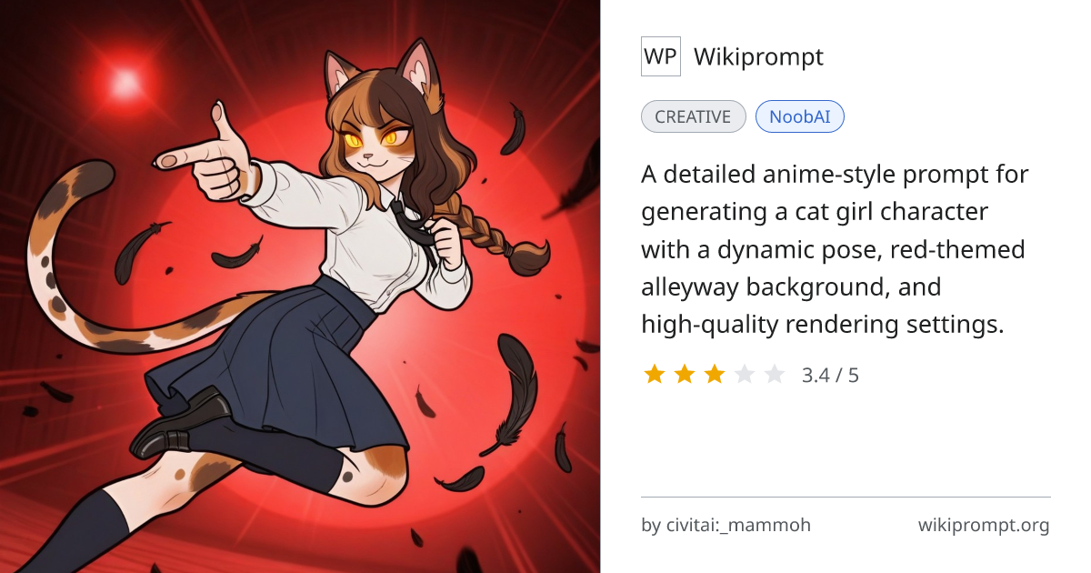 Cat Girl Character Prompt with Dynamic Pose | Wikiprompt