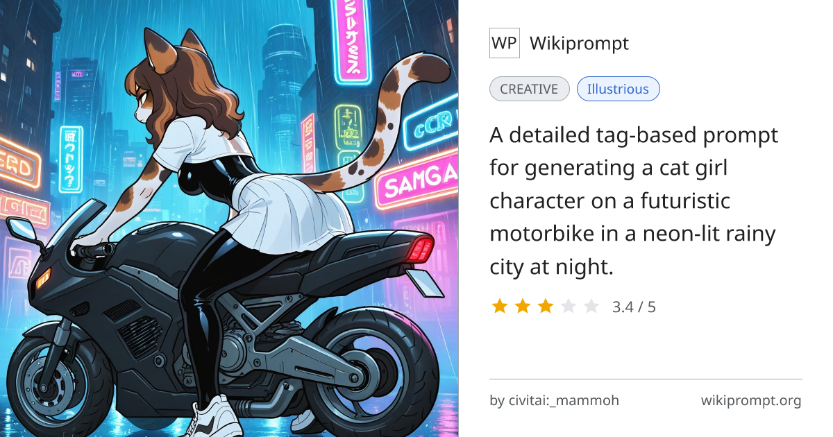 Cat Girl Futuristic City Motorbike Prompt | Wikiprompt