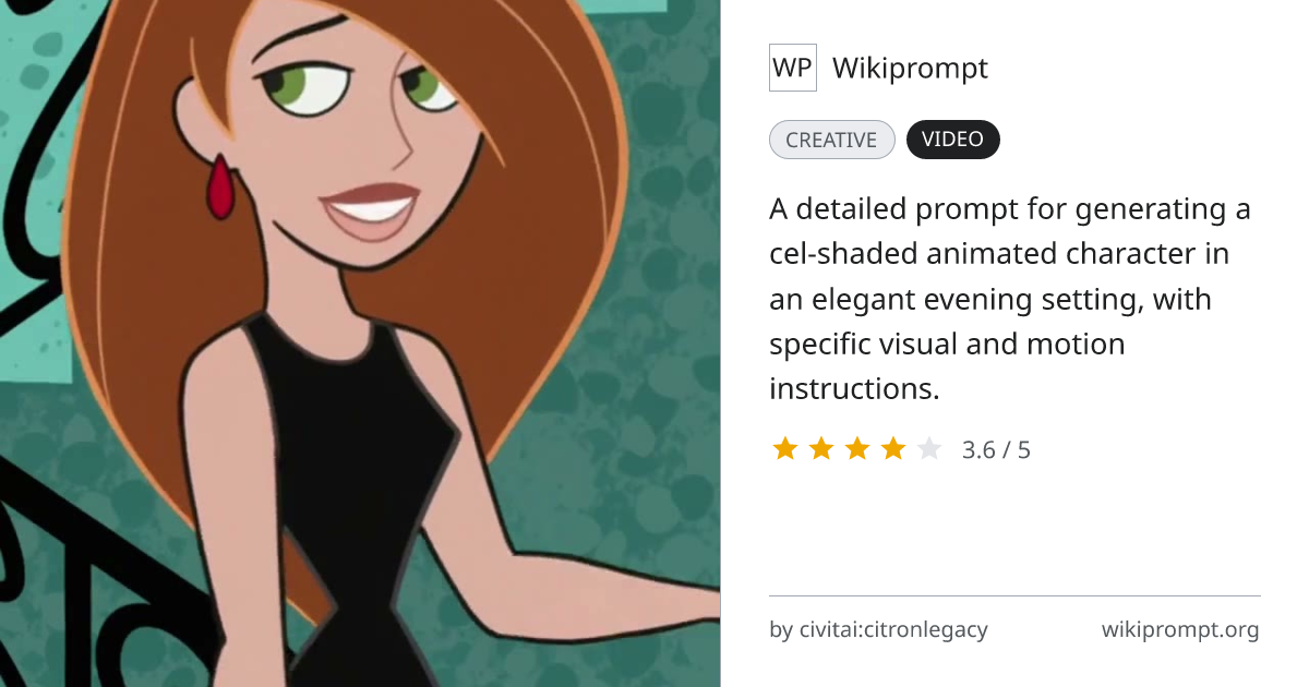 Cel-shaded character animation prompt | Wikiprompt