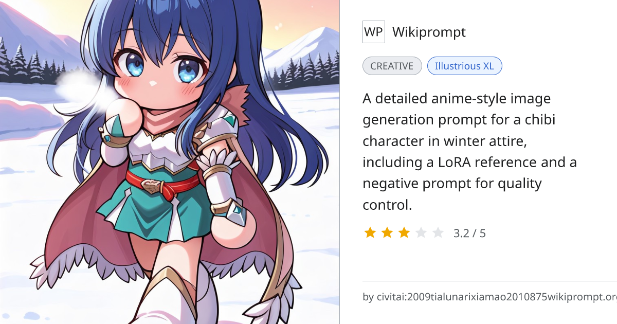 Chibi Anime Character in Winter with LoRA | Wikiprompt