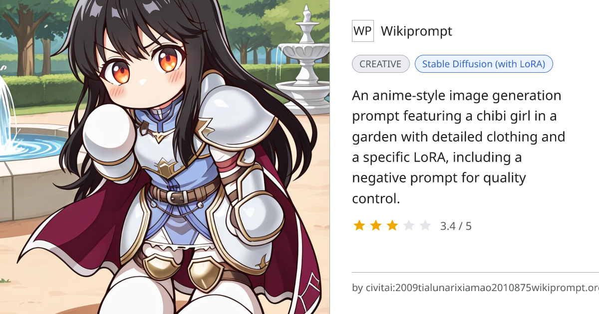 Chibi Anime Girl in Garden with LoRA | Wikiprompt