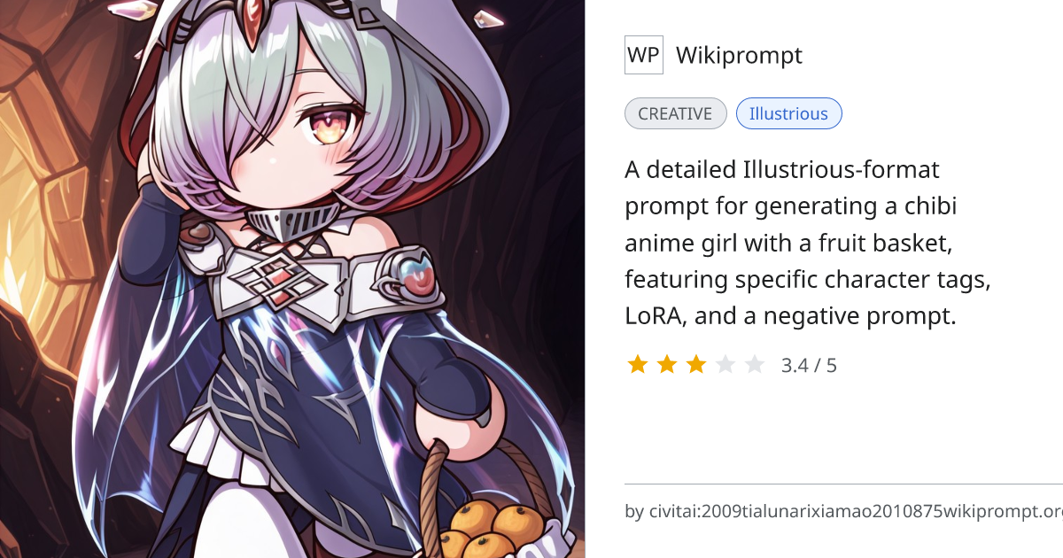 Chibi Anime Girl with Fruit Basket - Illustrious Prompt | Wikiprompt