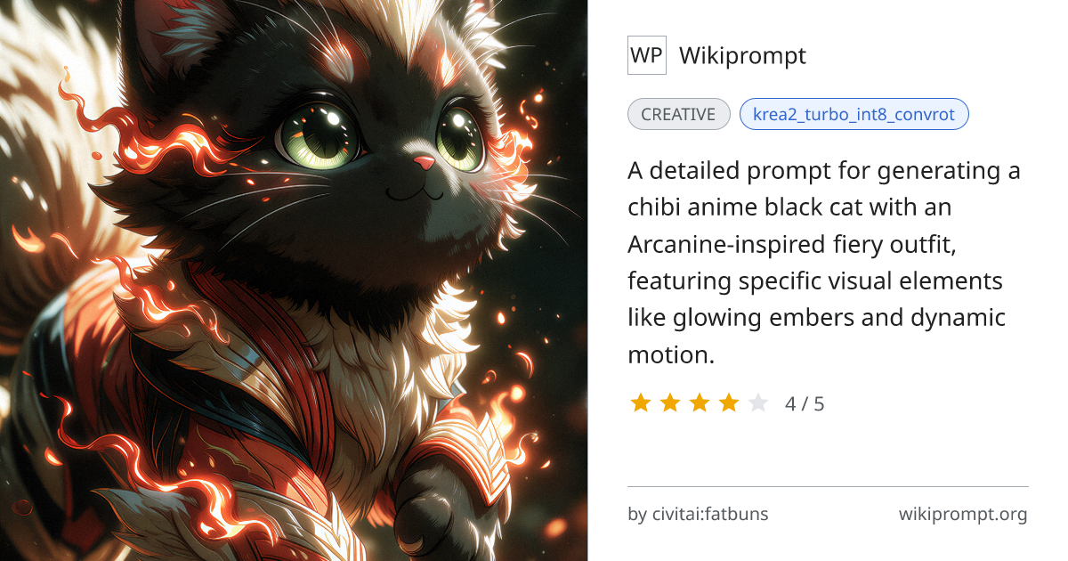 Chibi Black Cat Arcanine-Inspired Anime Prompt | Wikiprompt