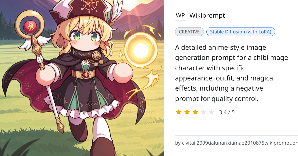 Chibi Mage Casting Magic - Anime Illustration Prompt | Wikiprompt