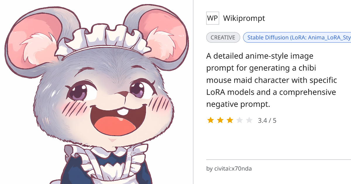 Chibi Mouse Maid Anime Style | Wikiprompt