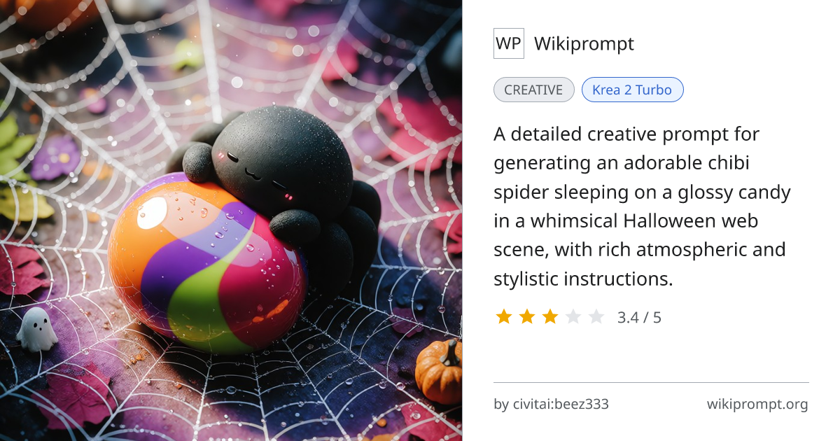 Chibi Spider Sleeping on Candy in Halloween Web | Wikiprompt