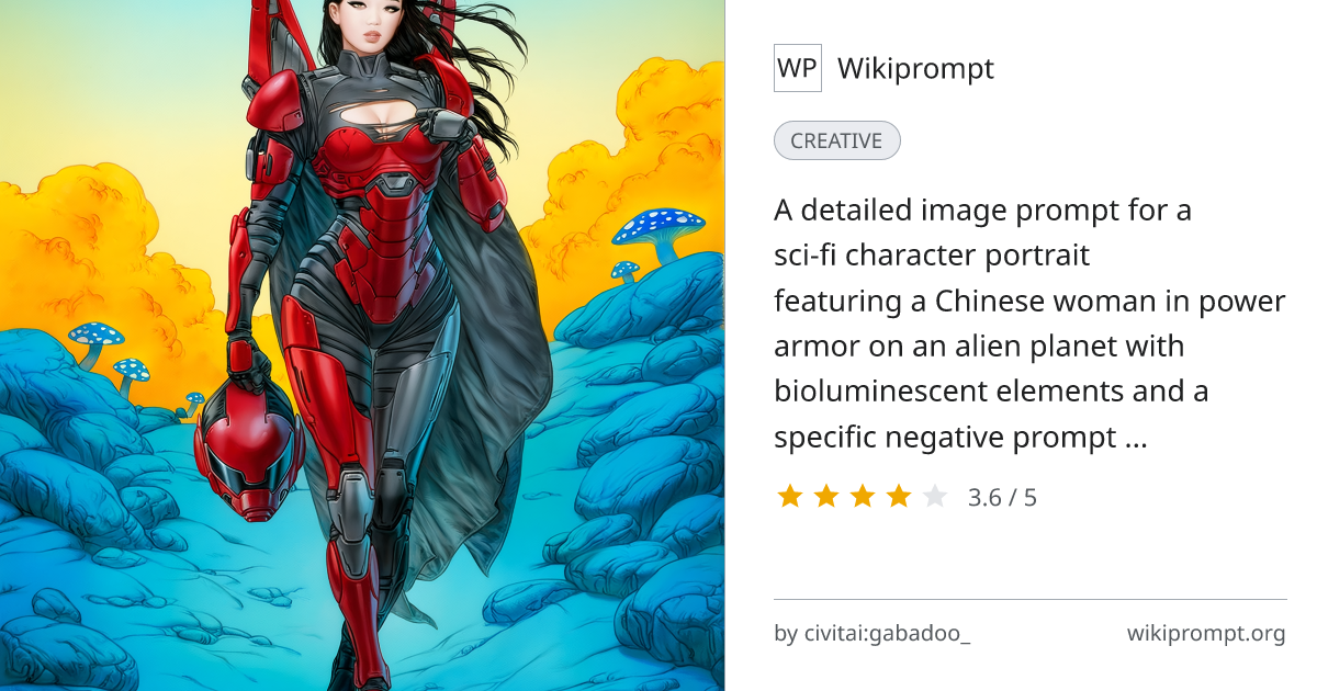 Chinese Woman in Power Armor on Alien Planet | Wikiprompt