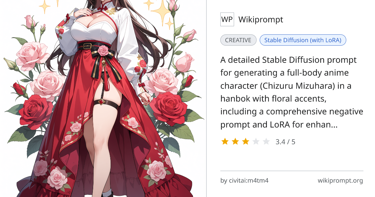 Chizuru Mizuhara in Hanbok - Detailed Anime Character Prompt | Wikiprompt