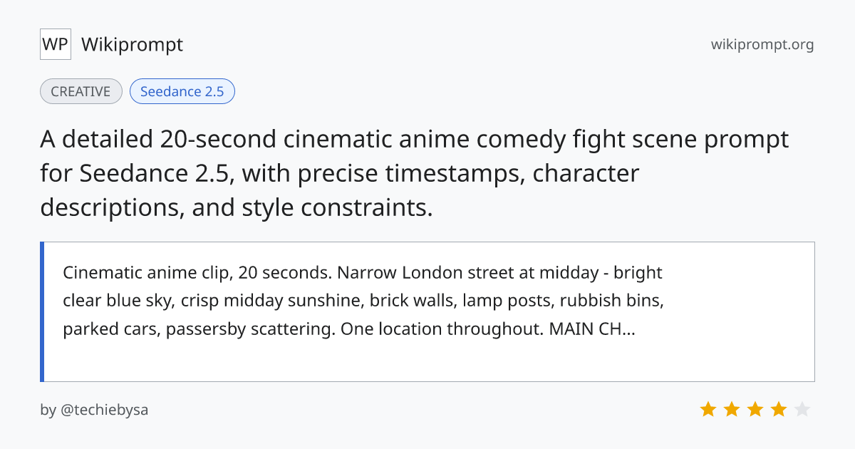 Cinematic Anime Comedy Fight Scene Prompt | Wikiprompt