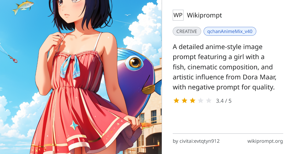 Cinematic Anime Girl with Fish | Wikiprompt
