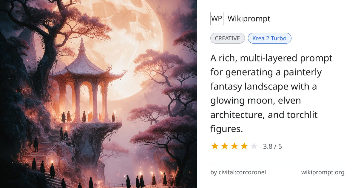 Cinematic Fantasy Moonlit Landscape Painting | Wikiprompt