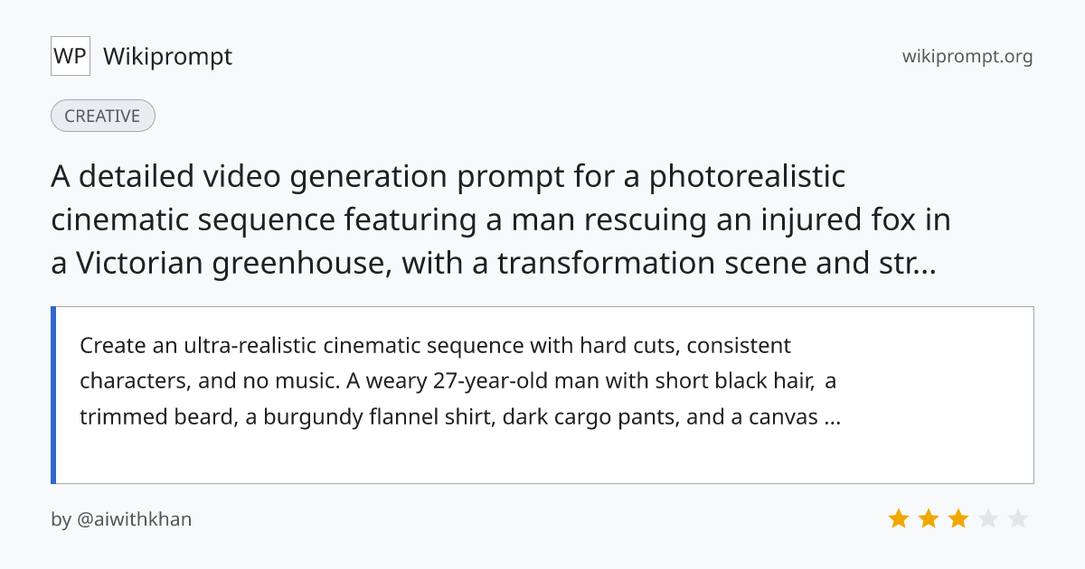 Cinematic Fox Rescue Transformation Sequence | Wikiprompt