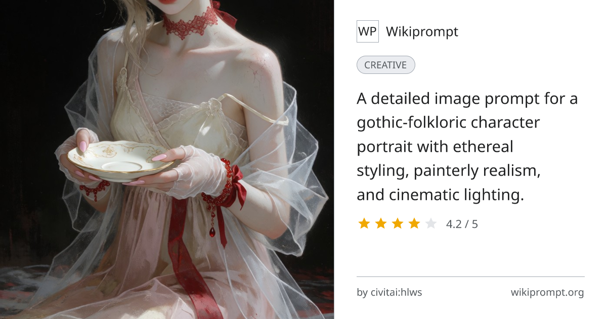 Cinematic Gothic-Folkloric Character Portrait | Wikiprompt