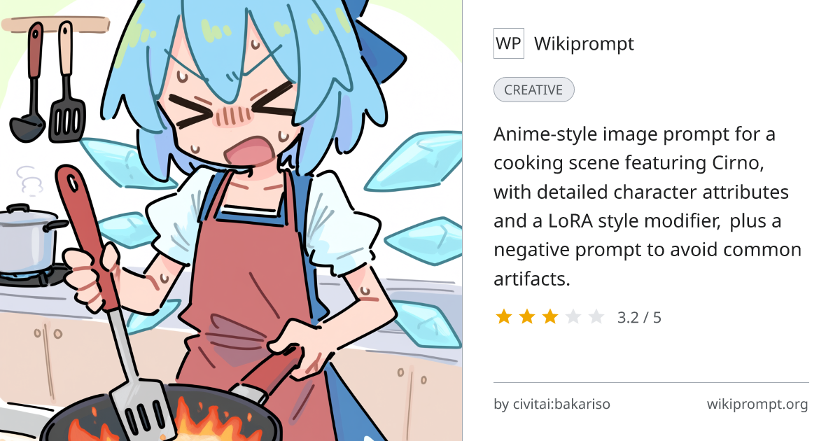 Cirno Cooking Scene Anime Prompt | Wikiprompt
