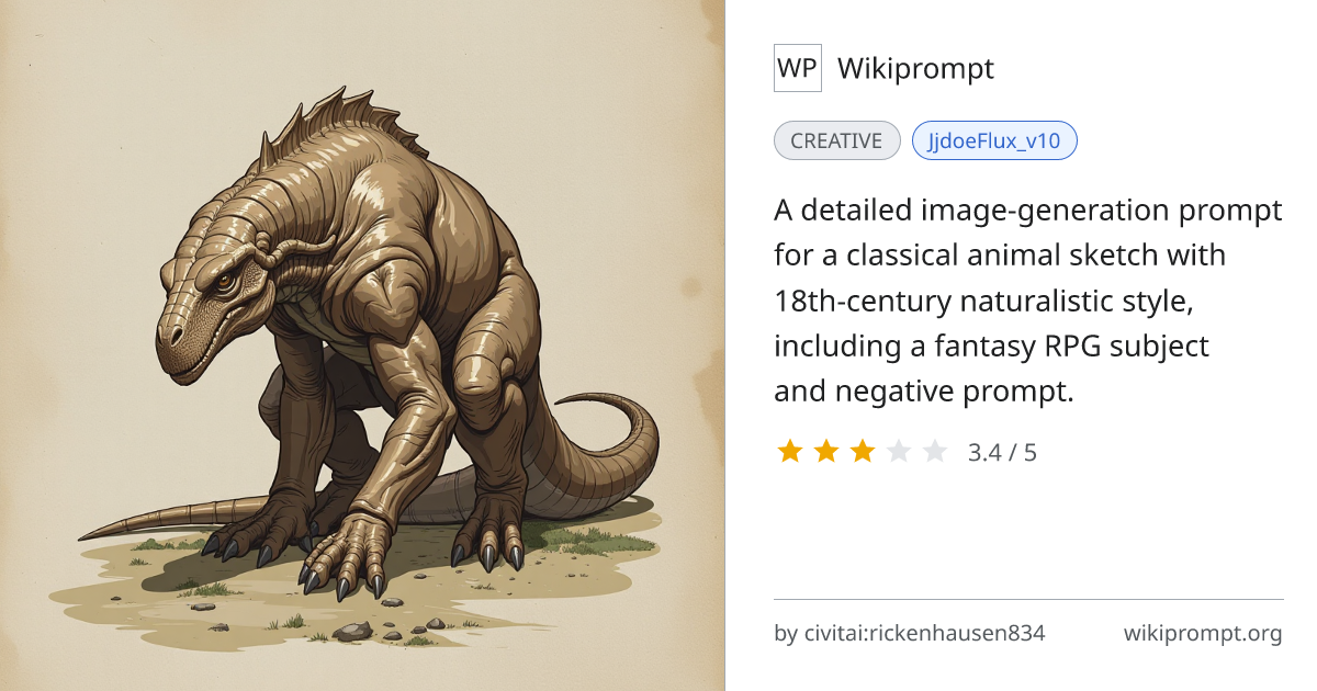 Classical Animal Sketch Concept Art | Wikiprompt