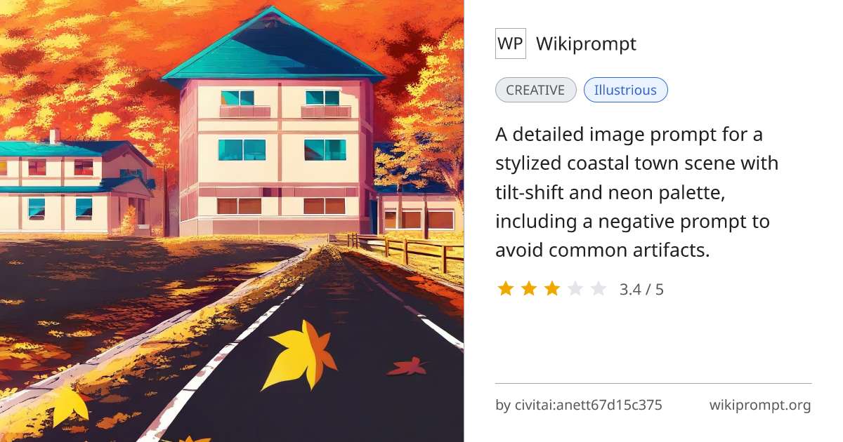 Coastal Pastel Town Tilt-Shift Illustration | Wikiprompt