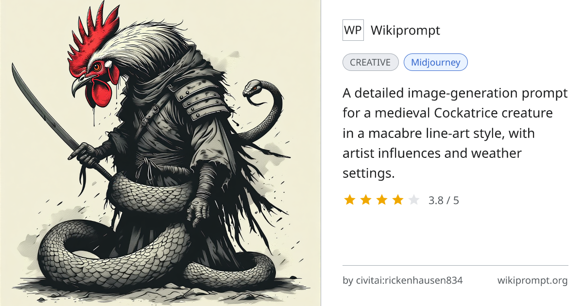 Cockatrice Line Art Prompt | Wikiprompt