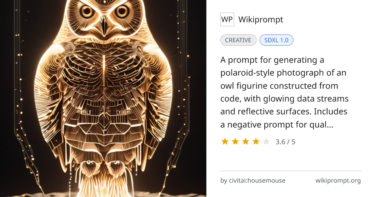 Code Owl Polaroid Photograph | Wikiprompt