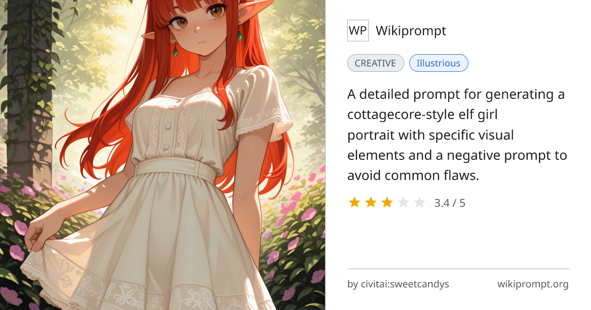 Cottagecore Elf Girl Portrait Prompt | Wikiprompt