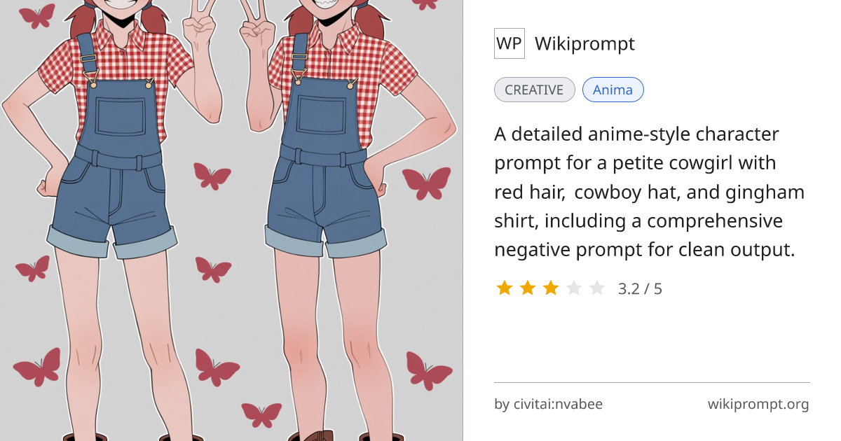 Cowgirl Character Full Body Prompt | Wikiprompt