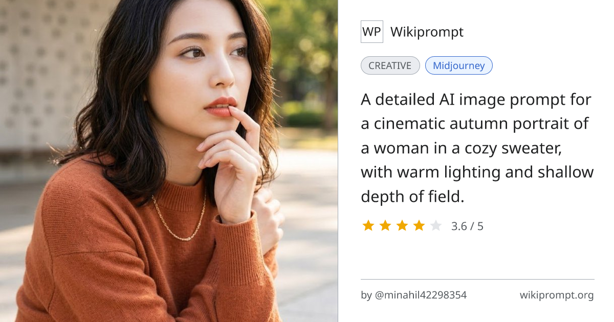 Cozy Autumn Portrait Prompt | Wikiprompt