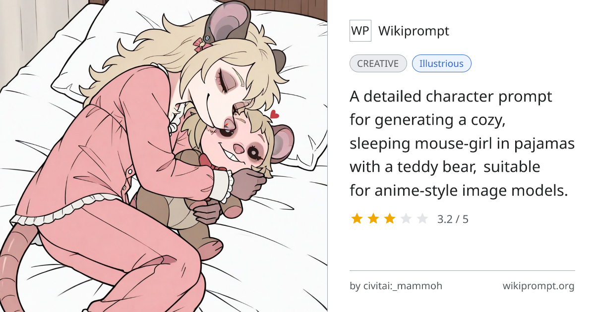 Cozy Mouse Girl Character Prompt | Wikiprompt