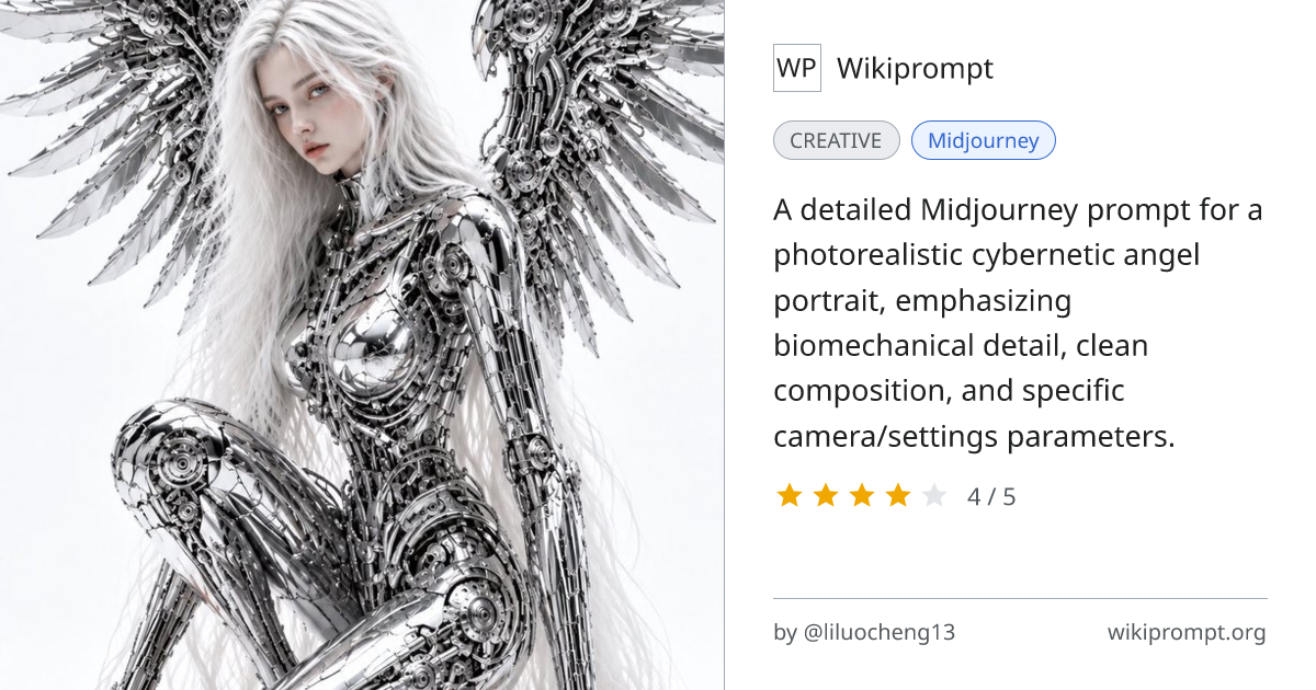 Cybernetic Angel Photorealistic Portrait | Wikiprompt