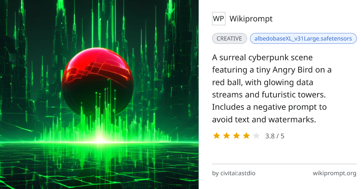 Cyberpunk Angry Bird on Red Ball | Wikiprompt
