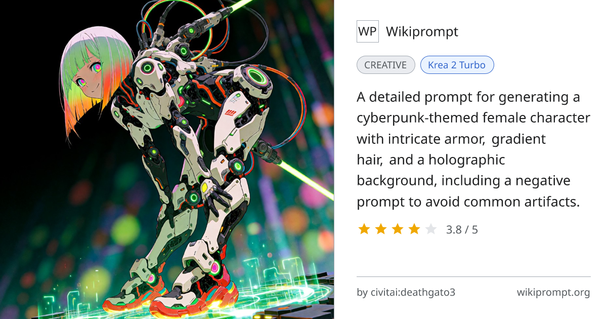 Cyberpunk Armor Girl with Gradient Hair | Wikiprompt