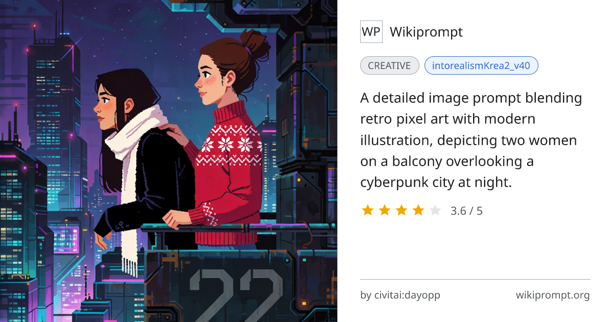 Cyberpunk Balcony Duo Pixel-Art Illustration | Wikiprompt