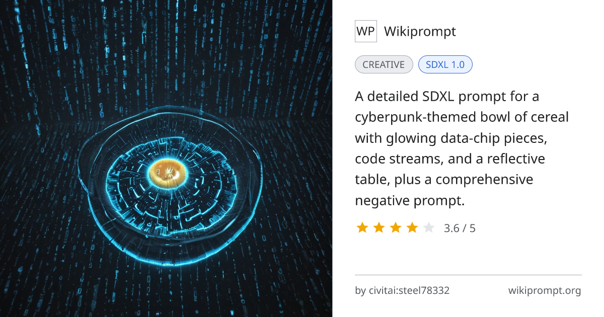 Cyberpunk Breakfast Cereal | Wikiprompt
