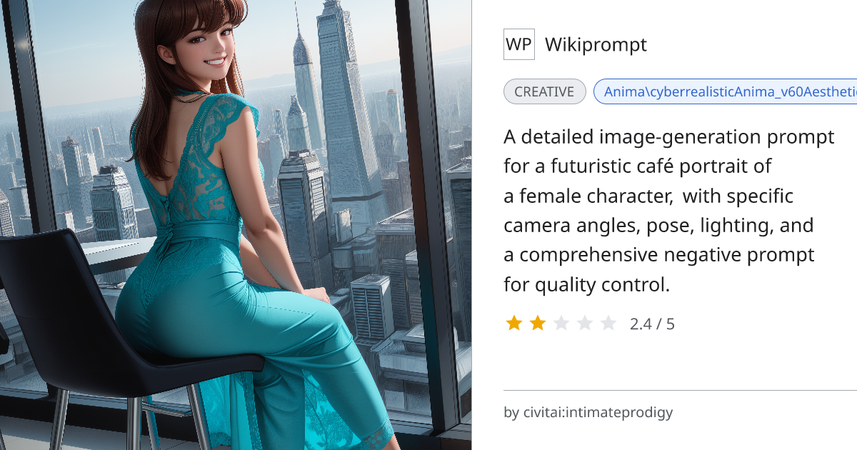 Cyberpunk Cafe Portrait with Reverse Dutch Angle | Wikiprompt