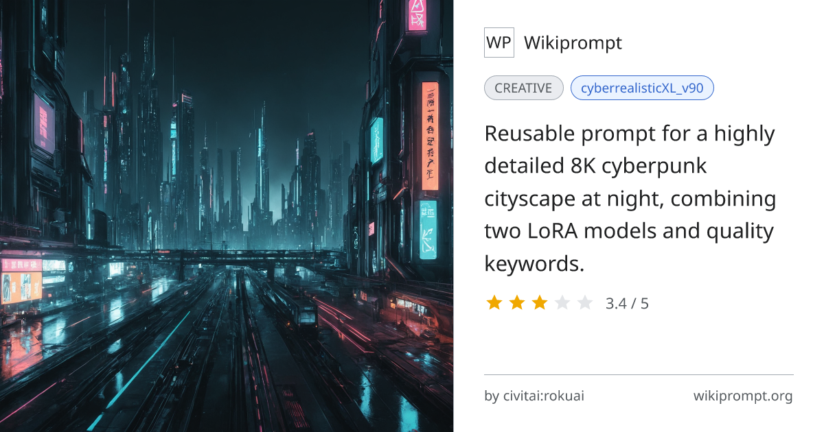 Cyberpunk City Night LoRA Prompt | Wikiprompt
