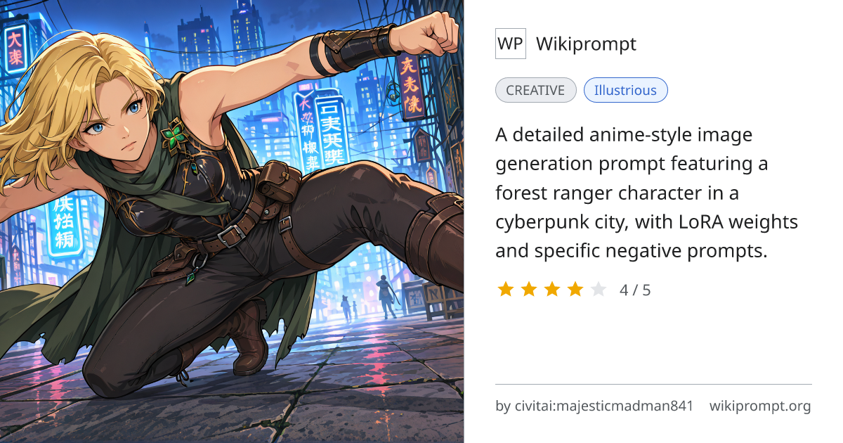 Cyberpunk Forest Ranger Girl - Anime XL | Wikiprompt