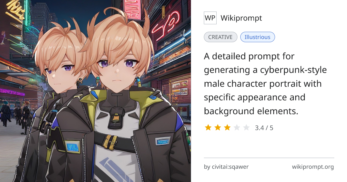 Cyberpunk Male Portrait Prompt | Wikiprompt