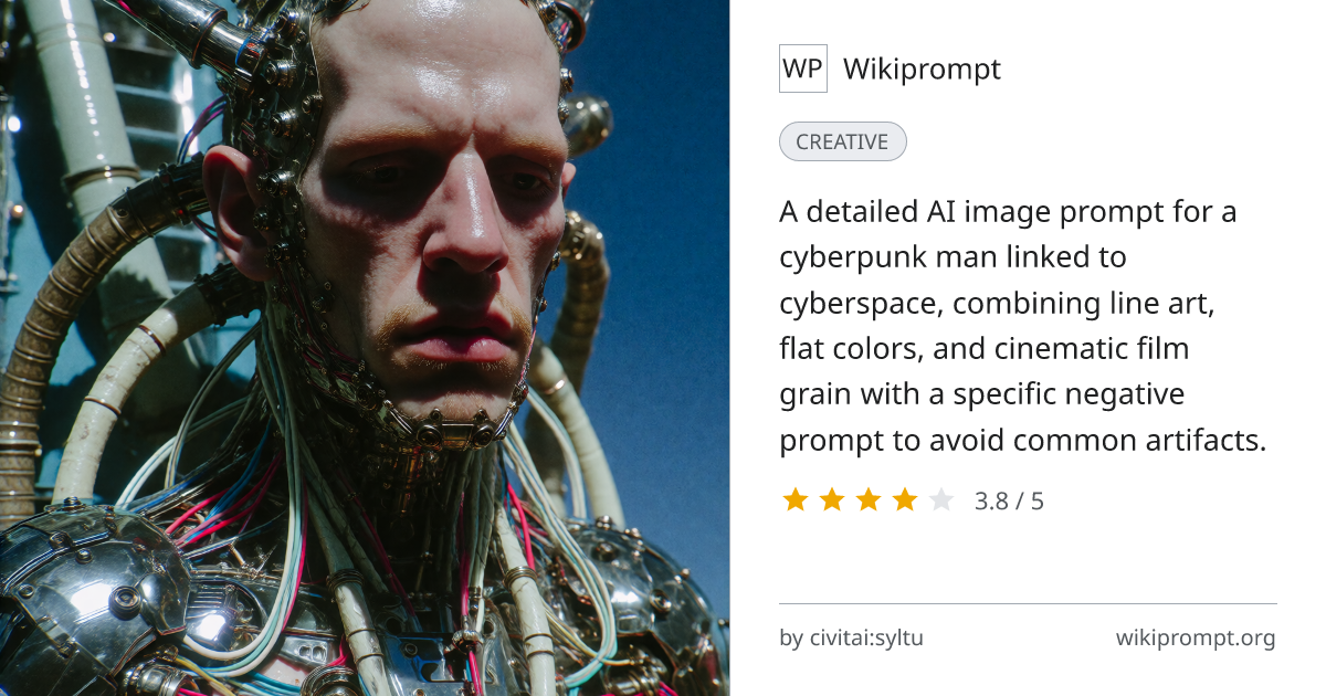 Cyberpunk Man Connected to Cyberspace | Wikiprompt