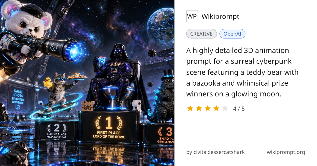 Cyberpunk Moon Teddy Bear Bazooka Scene | Wikiprompt