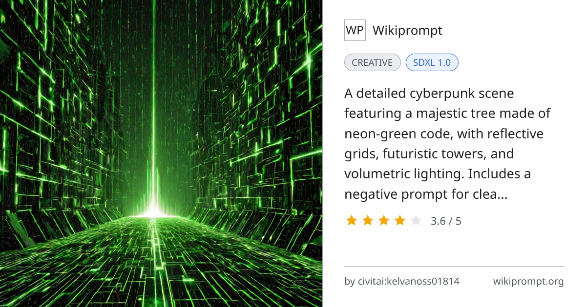 Cyberpunk Neon Tree Digital Landscape | Wikiprompt