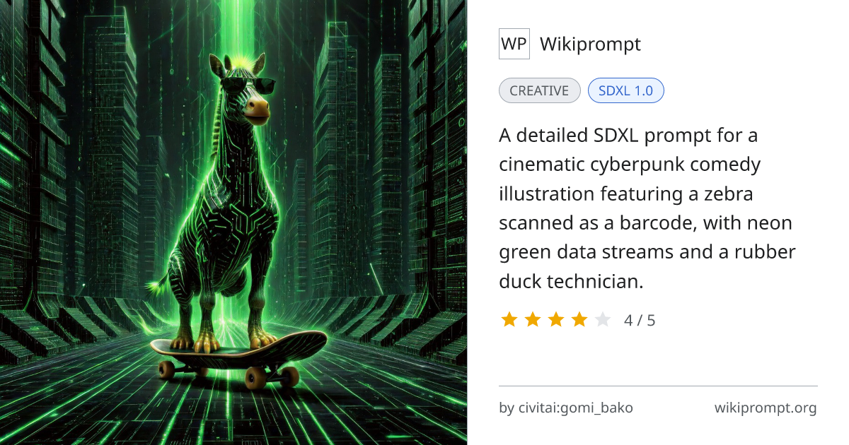 Cyberpunk Zebra Barcode Scanner Illustration | Wikiprompt