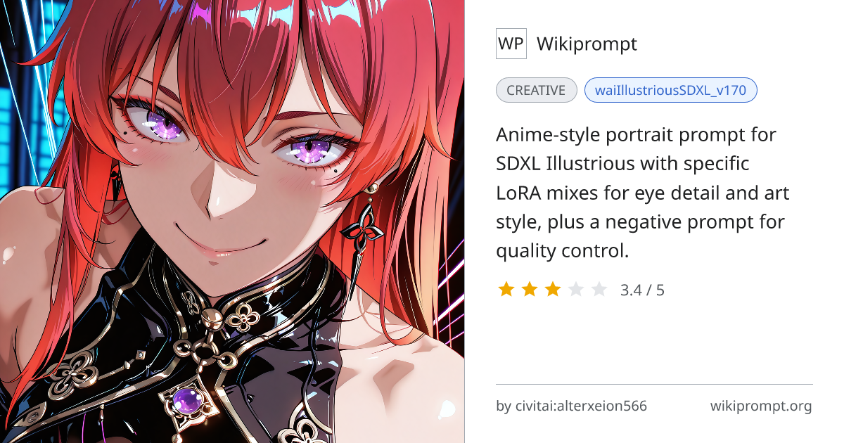 D4rkL1nes anime eyes portrait (Illustrious SDXL) | Wikiprompt